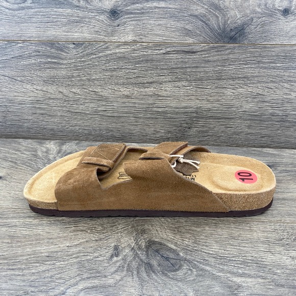 Cushionaire Lynx-L Slide Sandals Mens 10 Brown Suede Leather Cork Footbed main image 6